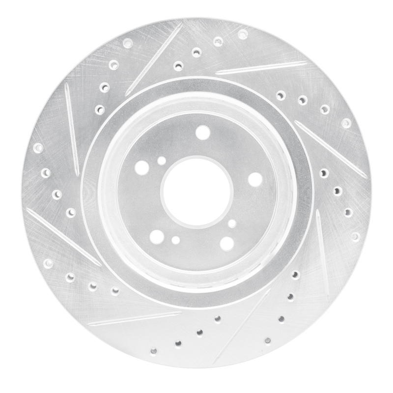 Acura MDX Brake Rotor (1) - Front Right - R1 Concepts - Drilled & Slotted - Silver - `14-`20